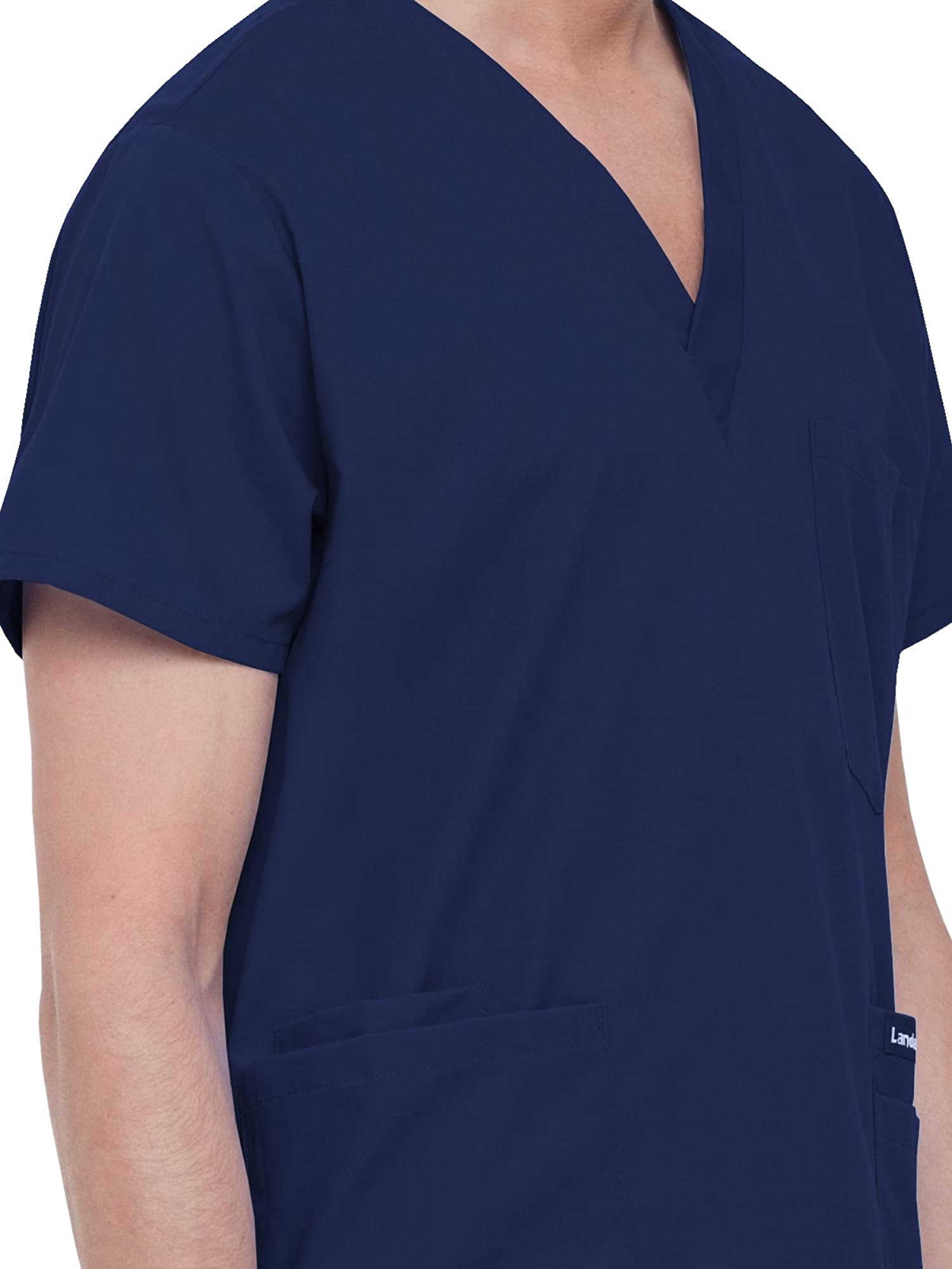 Landau Essentials 5 Pocket Scrub Top for Men's: Classic Relaxed Fit, V-Neck Durable Medical 7489