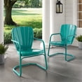 thumbnail image 2 of Crosley Furniture Ridgeland Chaise de Patio en Métal Turquoise (Ensemble de 2), 2 of 11