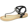 thumbnail image 2 of Alpine Swiss Womens Rhinestone T-Strap Sandals Ankle Strap Flat Summer Shoes, 2 of 6