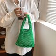thumbnail image 1 of Cotton Thread Handbags Straw Woven Hollow Net Shopping Beach Vacation Purses, 1 of 10