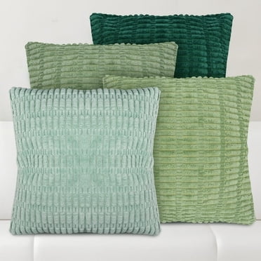 ZYNERY 4 Pcs Housses de Coussin Boho 18x18 Po, Housses de Coussin Carrées en Velours Côtelé Peluche Doux, pour Salon Canapé Lit Voiture (Série Verte)