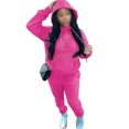 thumbnail image 1 of MAWCLOS Ladies Two Piece Outfit Drawstring Tracksuit Sets Long Sleeve Jogger Set Straight Leg Sports Hooded Neck Sweatsuits Rose Red L, 1 of 4