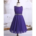 thumbnail image 3 of YONGHS Robe en Mousseline à Fleurs et Dentelle pour Grandes Filles, Formelle, Banquet, Concours, Mariage, Fête, Robe de Bal, Violet, 8, 3 of 7