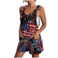 thumbnail image 1 of Penkiiy Fête de l'Indépendance pour Femme Été Confortable Décontracté Bretelles Imprimé Shorts Poche Combinaison Shorts S Multicolore, 1 of 4