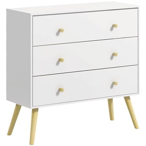 HOMCOM 3 Dressing tiroir, Coffret de tiroirs avec jambes en bois, Blanc