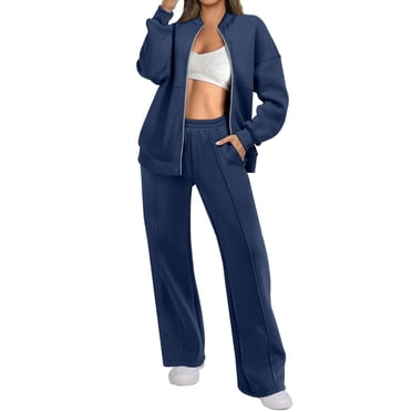 Amzcrzy Lounge Ensembles pour Femmes Femmes Ensemble 2 Pcs Chandail à Fermeture Éclair Surdimensionné Veste Pantalon de Survêtement Ensembles de Survêtement Assortis Survêtement d'Automne Ensembles Assortis Vêtements pour Femmes Ensembles 2 Pcs pour Femmes