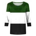 thumbnail image 4 of CEHVOM T-shirt Mode Imprimé pour Femmes Manches 3/4 Blouse Col Rond Hauts Décontractés Liquidation, 4 of 5