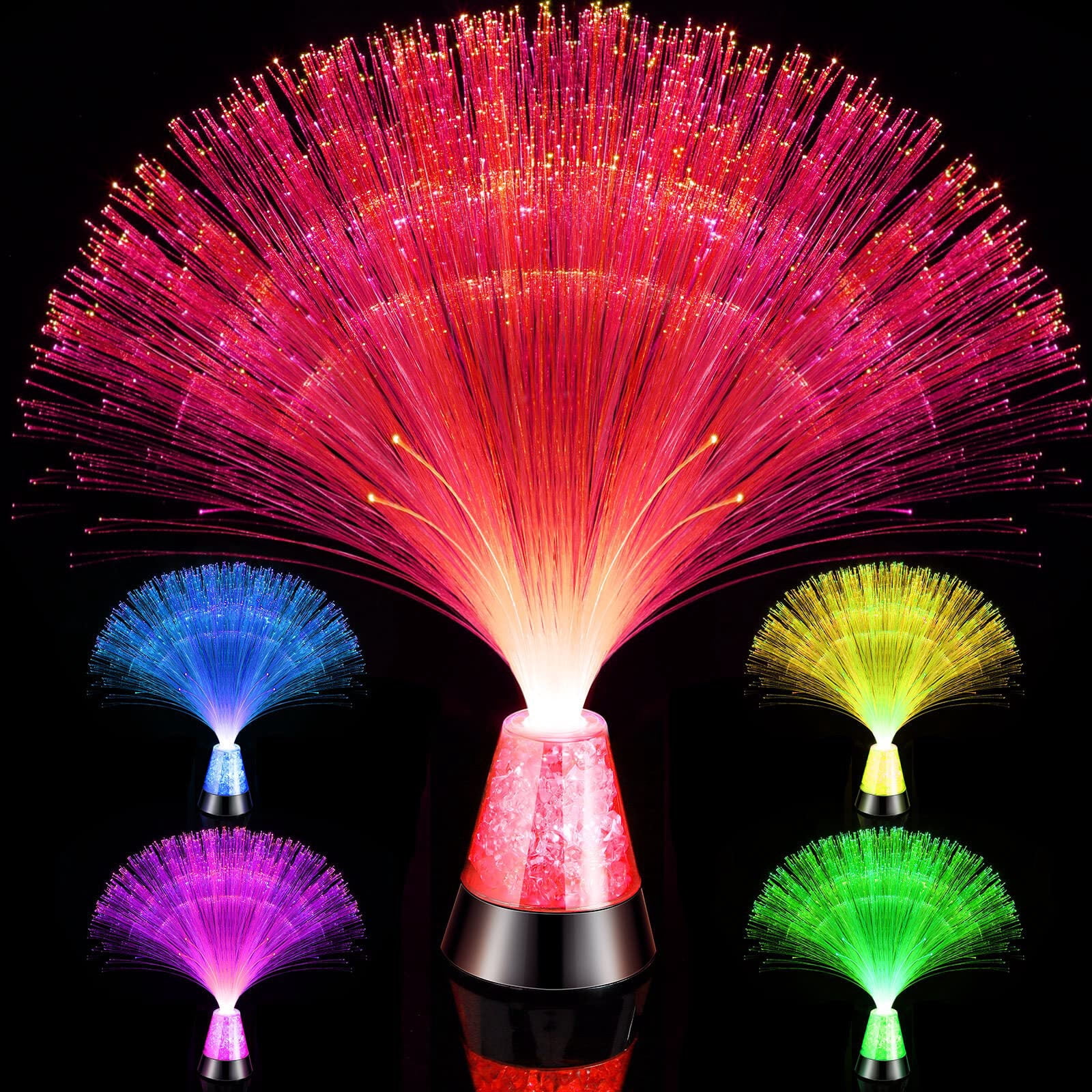 LED Fiber Optic Light Sensor Lighting Glacier Lite Fiber Optic Light with Color Changing Crystal Base LED Fiber Optic Centerpiece for Desktop Home Decor Christmas, USB