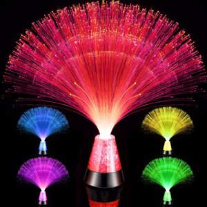 LED Fiber Optic Light Sensor Lighting Glacier Lite Fiber Optic Light with Color Changing Crystal Base LED Fiber Optic Centerpiece for Desktop Home Decor Christmas, USB
