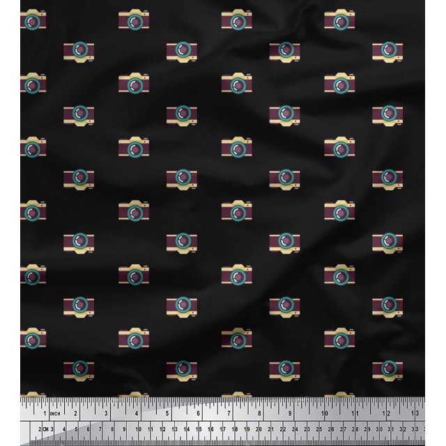 Soimoi Cotton Duck Fabric Camera Shirting Printed Fabric 1 Yard 56 Inch Wide