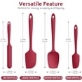 thumbnail image 2 of U-Taste 480°F High Heat Resistant Silicone Spatula Set of 4, BPA-Free Food Grade Kitchen Cooking Baking Mixing One Piece Seamless Flexible Rubber Scraper for Nonstick Cookware (Red), 2 of 9