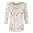 thumbnail image 4 of Meichang Hauts et Blouses à Manches 3/4 pour Femmes, T-shirts Imprimés Mode pour Femmes Blouse à Manches 3/4 Col Rond Hauts Décontractés Coupe Ample, 4 of 5