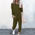 thumbnail image 2 of Yuyuzo Womens Casual Solid Color Set Sweatsuit Pullover Jogger Pants Two Piece Outfit Tracksuits, 2 of 6