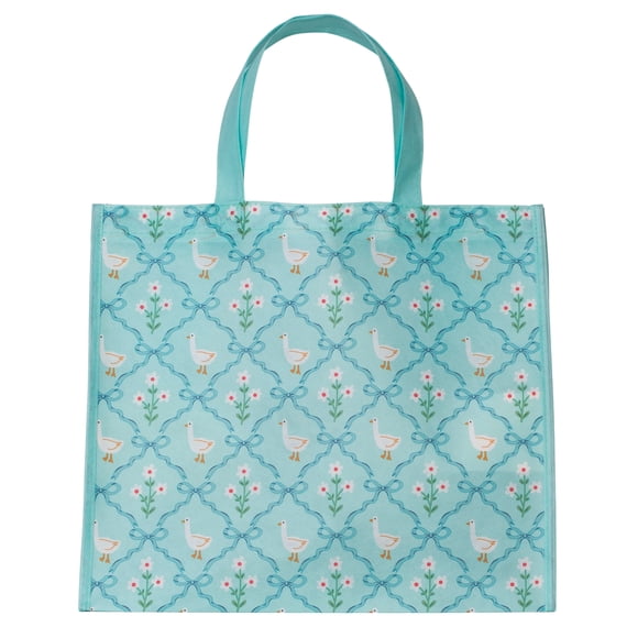 Spring-Themed Reusable Grocery Bag with Bottle Holder – Reusable Shopping bag for groceries, Multipurpose Tote Bag with Handles