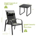 thumbnail image 4 of Costway Ensemble Bistro de Patio 3 Pcs Dossier Réglable Chaises Empilables Noir, 4 of 10