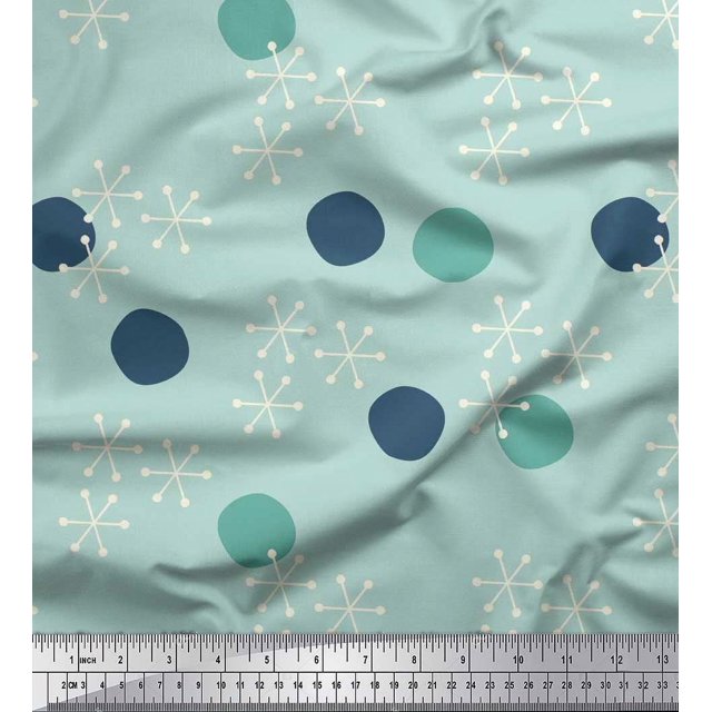 Soimoi Rayon Fabric Geometric & Polka Dots Print Sewing Fabric Yard 42 Inch Wide