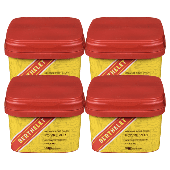 Berthelet Mélange pour Sauce aux Grains de Poivre Vert, Base de Sauce Gastronomique Professionnelle de Style Français, 900 g (31,7 oz), Solution Culinaire à Haut Rendement et à Séchage Rapide