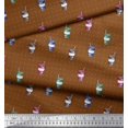 thumbnail image 2 of Soimoi Brown Cotton Voile Fabric Coffee Glass & Dots Printed Craft Fabric by the Yard 56 Inch Wide, 2 of 3