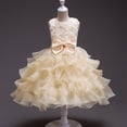 thumbnail image 2 of MIASHUI Girls Pageant Party Dress Ruffle Flower Kids Wedding Ball Gown Formal Princess Dress,Beige,5-6 Years, 2 of 4