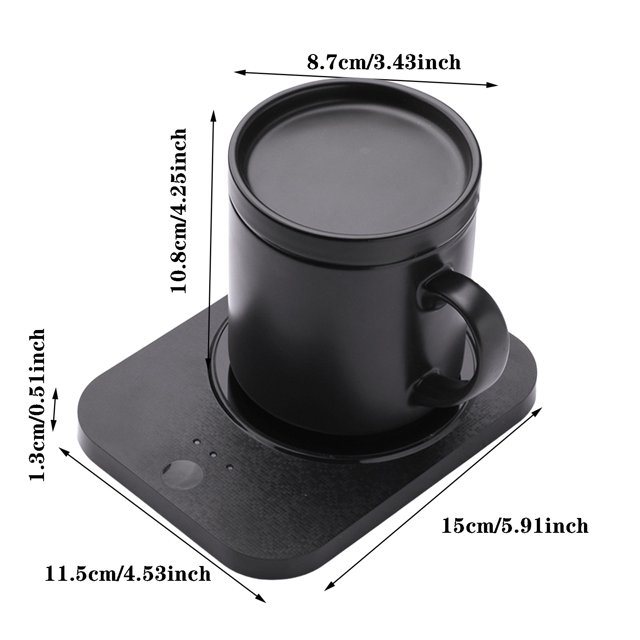 JJKBVCLO Ensemble Chauffe-Tasse à Café et Tasse Tasse Autochauffante avec Recharge Intelligente Sans Fil Tasse avec Couvercle 12oz pour Bureau Maison Cadeau pour Amateurs de Café