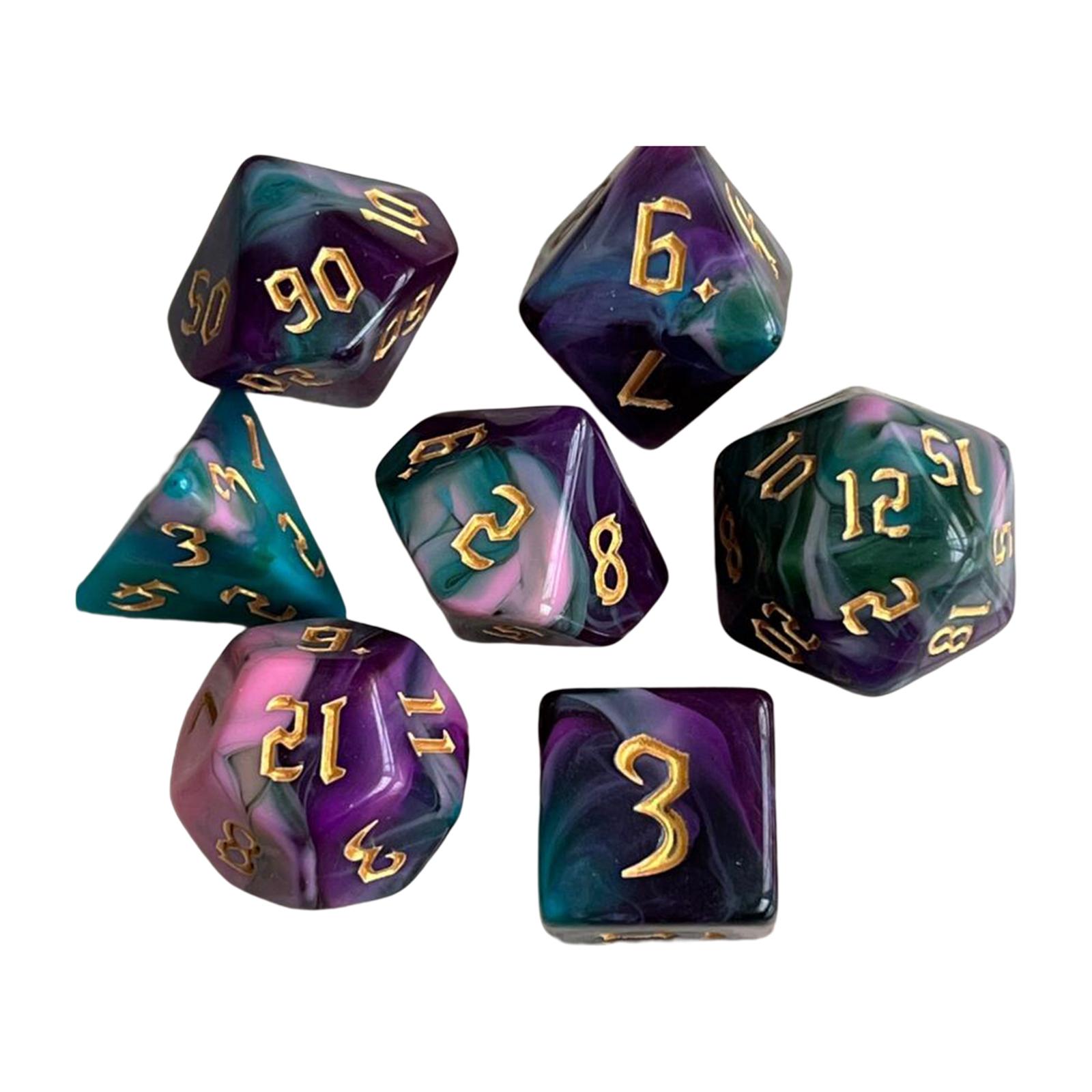 7 Pcs Couleur Polyédrique Nouveauté pour Jeux de Cartes DND RPG H