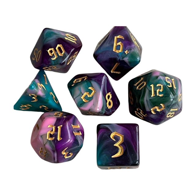 7 Pcs Couleur Polyédrique Nouveauté pour Jeux de Cartes DND RPG H
