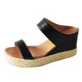 thumbnail image 1 of Women‘s Open Toe Elastic Strap Espadrilles Flatform Wedge Casual Sandal, 1 of 7