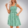 thumbnail image 2 of Pisexur Robes d'Été pour Femmes Robe Bohème à Imprimé Floral Sans Manches à Encolure Carrée à Larges Bretelles Robe Midi Tunique Taille Haute Robe Trapèze Mini Décontractée Élégante Fluide Hawaïenne de Plage avec Poche, 2 of 5