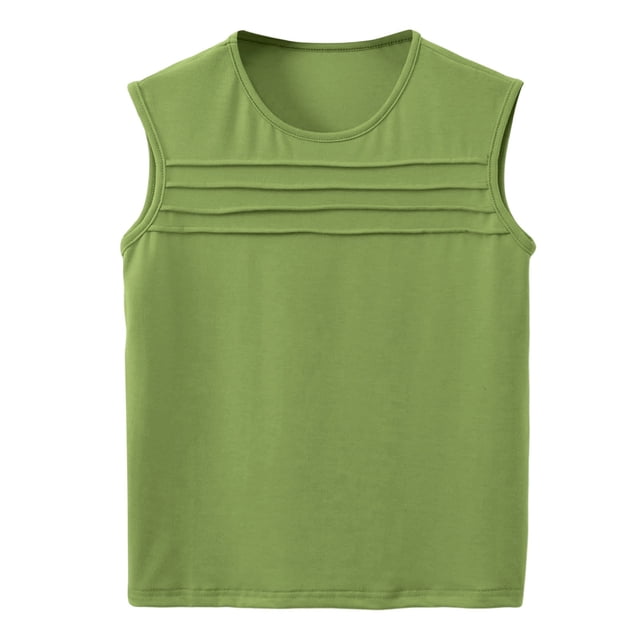 Sunnyoo Camisole Plissée Unie Sans Manches à Col Ras du Cou pour Grandes Filles, Tailles 5-14
