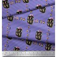 thumbnail image 3 of Soimoi Purple Poly Georgette Fabric Stripe & Floral Alphabet Text Printed Fabric 1 Yard 42 Inch Wide, 3 of 3
