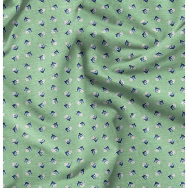 Soimoi Green Cotton Poplin Fabric Shells Ocean Print Sewing Fabric Yard 56 Inch Wide