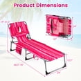 thumbnail image 3 of Costway Chaise Longue de Plage Extérieure Pliante avec Oreiller à Rayures Roses, 3 of 10
