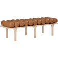thumbnail image 3 of Meridian Furniture Landon Cognac Vegan Leather Bench, 3 of 17