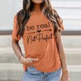 thumbnail image 2 of WEIYLL T-Shirts Women Short Sleeve Letter Print Orange Tops Sizes M, 2 of 4