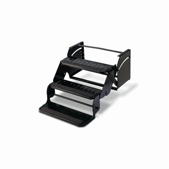 Stromberg Carlson Entry Step SMFP-3200L Triple Manual Step; 24 Inch; 9 Inch Rise; With Wide Slip Resistant Grip Strip; Powder Coated
