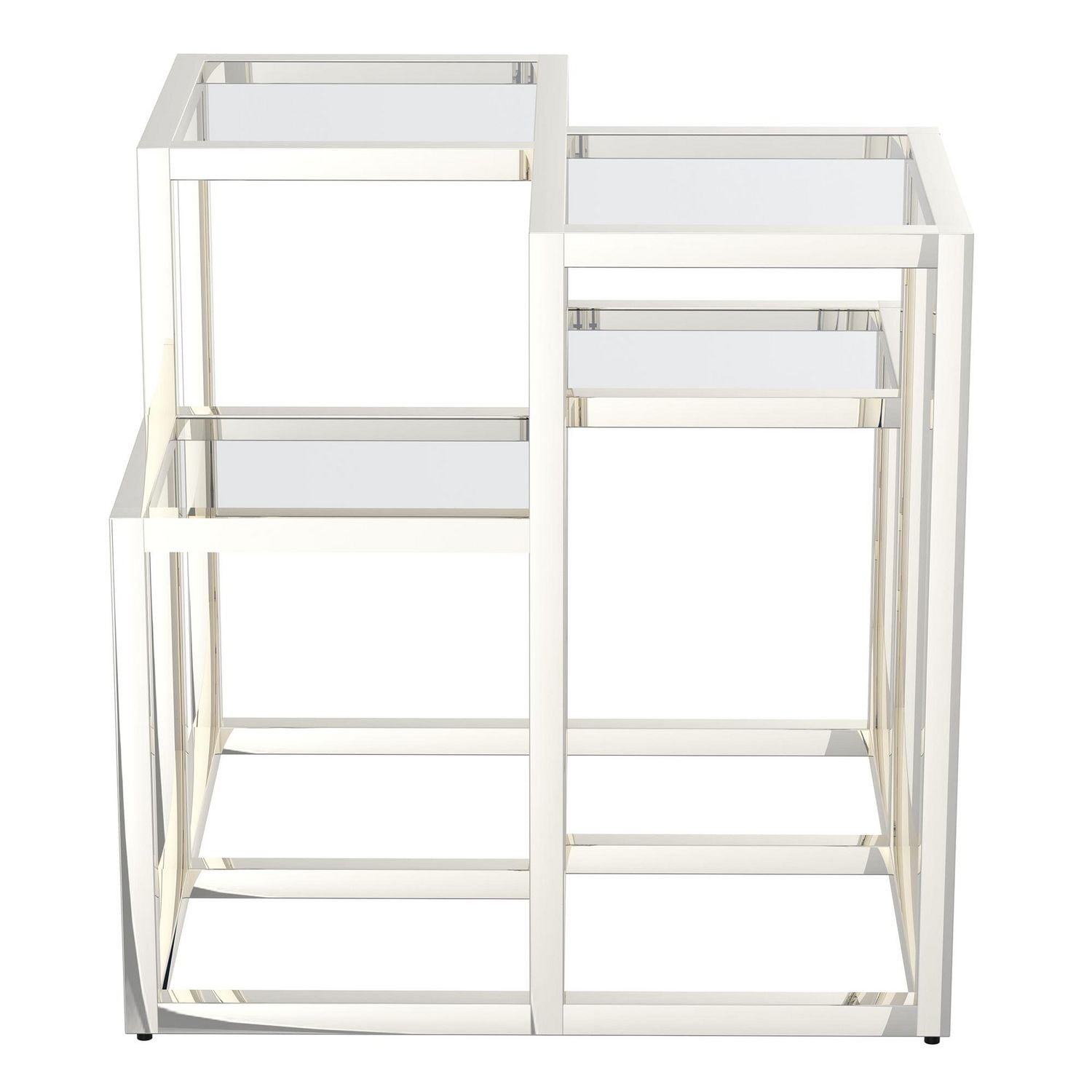 Table d'Appoint Contemporaine en Métal et Verre - Argent