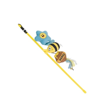 One Paw, Honey Dangler, 3-Pack, with Wand, Bee and Flower Plush Cat Toys