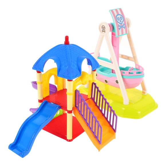 MOVTOTOP 2Pcs Plastic Pirate Ship Toy for Indoor Playtime and Imaginative Play with Roleplaying Function 9.8x8.7x4.7in