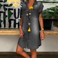 thumbnail image 2 of 2025 Robes Décontractées à Col Rabattu pour Femmes Robes de Fête en Denim Décontractées Sans Manches Robe Maxi d'Été Évasée, 2 of 2