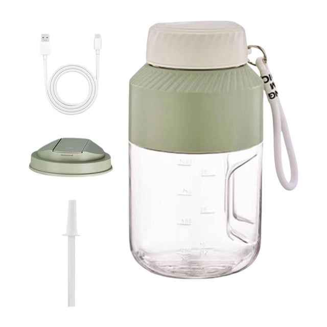 Siruishop Portable Blender 1000ml Multifunctional for Shakes and Smoothies Travel Home Green Double Lid