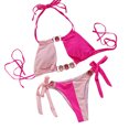 thumbnail image 1 of Jamicy Womens Bathing Suits 2 Piece Hot Spring Wear Women's Color-Coded Halter Swimsuit Crystal Side Lace-Up Two-Piece Bikini, 1 of 4
