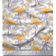 thumbnail image 1 of Soimoi Poly Georgette Fabric Camouflage Texture & Flamingo Bird Printed Fabric 1 Yard 52 Inch Wide, 1 of 3