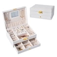 thumbnail image 3 of Vaidha Jewelry Box With Lock And Mirror Jewelry Organizer Storage Case With 2-Layers Display For Earrings Bracelets Rings Watches, 3 of 9