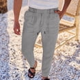 thumbnail image 2 of HBFAGFB Men's Casual Pants Drawstring Straight Leg Pants with Pockets Versatile Daily Wear Grey Size M, 2 of 5
