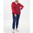 thumbnail image 3 of Tommy Hilfiger Womens Buffalo Check Pullover Sweater, Red, 0X, 3 of 5