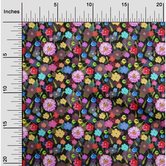 oneOone Viscose Chiffon Black Fabric Florals Sewing Craft Projects Fabric Prints By Yard 42 Inch Wide