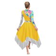 thumbnail image 4 of Nyeemya Robe de Danse Lyrique pour Femmes Manches Longues Métalliques Imprimé Rétro Coloré Tunique de Danse Culte Louange Superposition Jaune L, 4 of 4