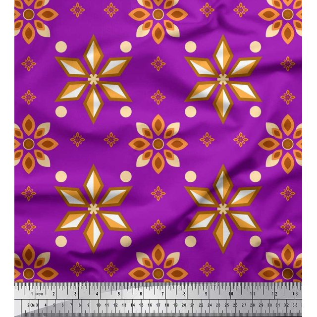 Soimoi Poly Georgette Fabric Dot & Floral Decorative Print Fabric by the Yard 52 Inch Wide