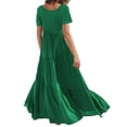 thumbnail image 3 of Robe à Manches Longues Femme Mode Estivale pour Femmes Robe Longue Ample Manches Courtes Col Rond Asymétrique à Étages Robe Longue de Plage Robe d'Été pour Femmes Robe d'Été Aguichant à Manches Longues, 3 of 5