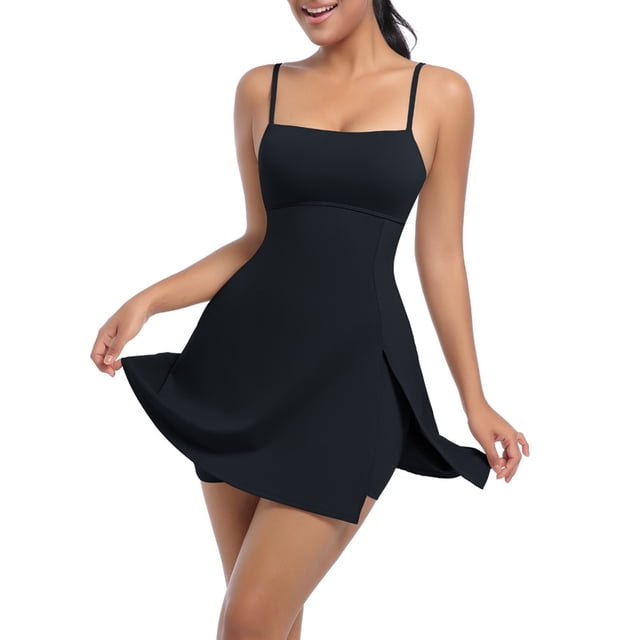 LOVZFMLL Robe Ample à Col Rond pour Femme Noir m